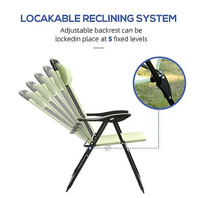 Set of 2 Outdoor Folding Recliner Chairs with Breathable Mesh and Steel Frame