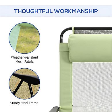 Set of 2 Outdoor Folding Recliner Chairs with Breathable Mesh and Steel Frame