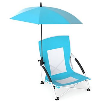 Portable Outdoor Chair with Adjustable Umbrella Folding Beach Camping Chair Set