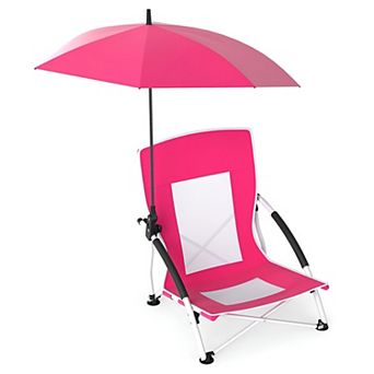 Portable Outdoor Chair with Adjustable Umbrella Folding Beach Camping Chair Set