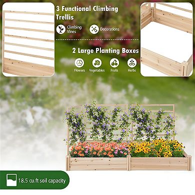 Raised Garden Bed with 3 Climbing Trellises for Vegetables, Herbs, Flowers
