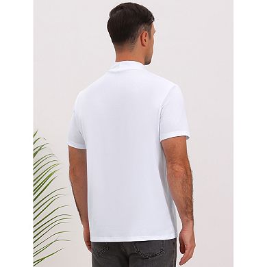 2 Packs Men's Cotton Mock Turtleneck T-Shirts Short Sleeve Casual Undershirt T-Shirt