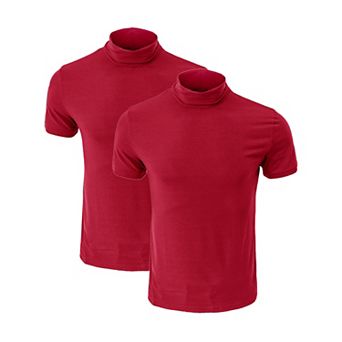 2 Packs Men's Cotton Mock Turtleneck T-Shirts Short Sleeve Casual Undershirt T-Shirt