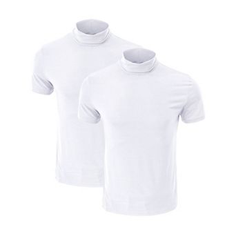 2 Packs Men's Cotton Mock Turtleneck T-Shirts Short Sleeve Casual Undershirt T-Shirt