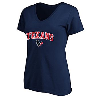 Women's Fanatics Navy Houston Texans Plus Size Arch Over Logo V-Neck T-Shirt