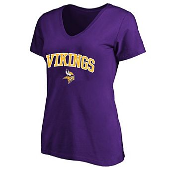 Women's Fanatics Purple Minnesota Vikings Plus Size Arch Over Logo V-Neck T-Shirt