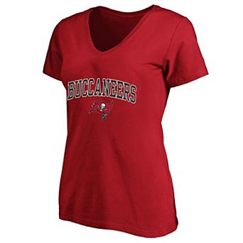 Women's Fanatics Red Tampa Bay Buccaneers Plus Size Arch Over Logo V-Neck T-Shirt