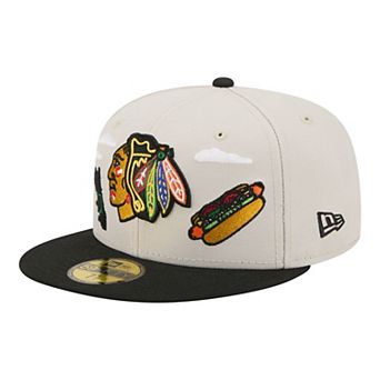 Men's New Era Tan/Black Chicago Blackhawks Localized City Icon 59FIFTY Fitted Hat