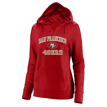 Women's Fanatics Scarlet San Francisco 49ers Plus Size Heart & Soul V-Neck Hoodie