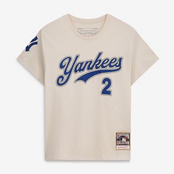 Women's Mitchell & Ness Derek Jeter Cream New York Yankees Cooperstown Name & Number Throwback T-Shirt