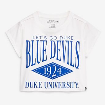 Women's Gameday Social White Duke Blue Devils Cropped Cuffed T-Shirt