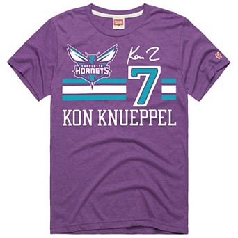 Unisex Homage Kon Knueppel Purple Charlotte Hornets Jersey Remix Tri-Blend T-Shirt