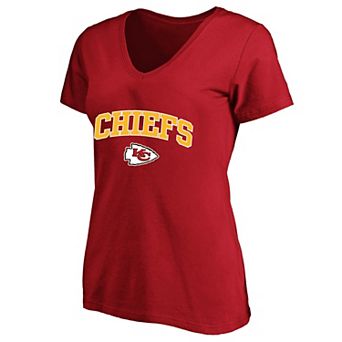 Women's Fanatics Red Kansas City Chiefs Plus Size Arch Over Logo V-Neck T-Shirt
