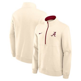 Men's Nike Cream Alabama Crimson Tide Primetime Club Fleece Half-Zip Pullover