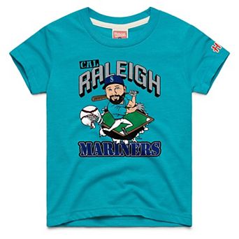 Youth Homage Cal Raleigh Teal Seattle Mariners Caricature Tri-Blend T-Shirt
