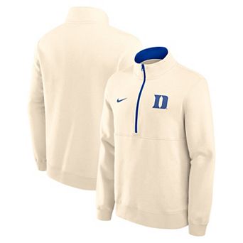 Men's Nike Cream Duke Blue Devils Primetime Club Fleece Half-Zip Pullover