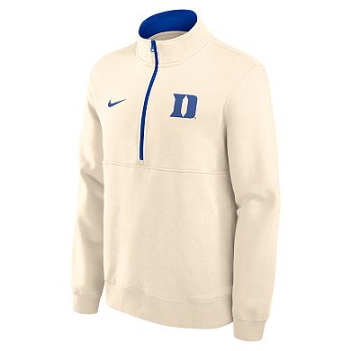 Men's Nike Cream Duke Blue Devils Primetime Club Fleece Half-Zip Pullover