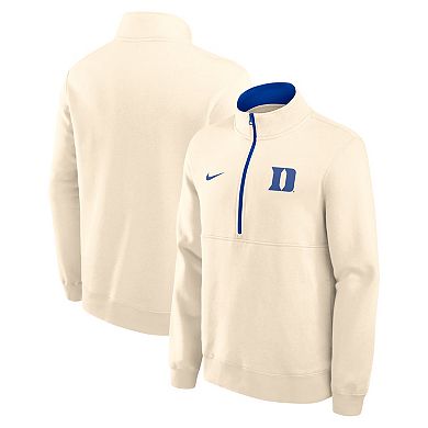 Men's Nike Cream Duke Blue Devils Primetime Club Fleece Half-Zip Pullover