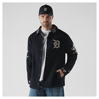 Men's New Era Navy Detroit Tigers Coaches Full-Snap Jacket