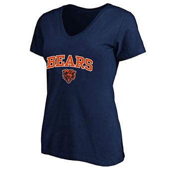 Women's Fanatics Navy Chicago Bears Plus Size Arch Over Logo V-Neck T-Shirt