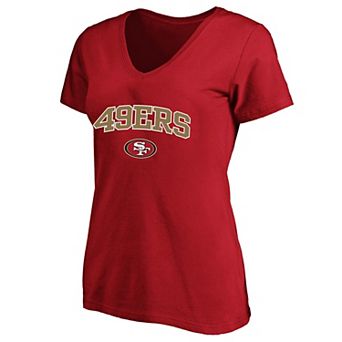 Women's Fanatics Scarlet San Francisco 49ers Plus Size Arch Over Logo V-Neck T-Shirt
