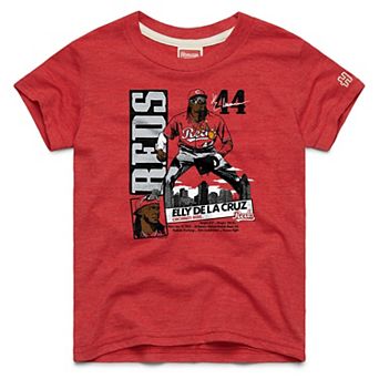 Youth Homage Elly De La Cruz Red Cincinnati Reds Player Graphic Tri-Blend T-Shirt