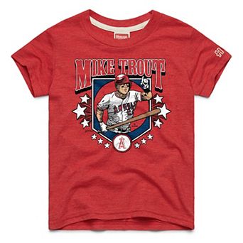 Youth Homage Mike Trout Red Los Angeles Angels Player Graphic Tri-Blend T-Shirt