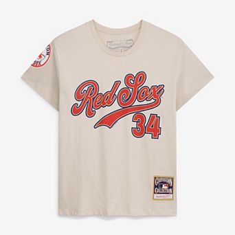 Women's Mitchell & Ness David Ortiz Cream Boston Red Sox Cooperstown Name & Number Throwback T-Shirt