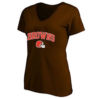 Women's Fanatics Brown Cleveland Browns Plus Size Arch Over Logo V-Neck T-Shirt