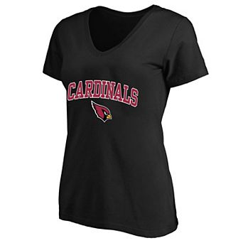 Women's Fanatics Black Arizona Cardinals Plus Size Arch Over Logo V-Neck T-Shirt