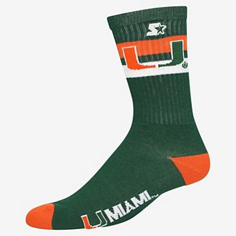 Unisex Starter Miami Hurricanes Team Color Two-Stripe Crew Socks