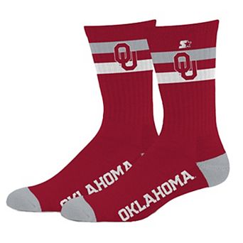 Unisex Starter Oklahoma Sooners Team Color Two-Stripe Crew Socks