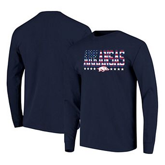 Men's Navy Arkansas Razorbacks Tall Type Flag Long Sleeve T-Shirt