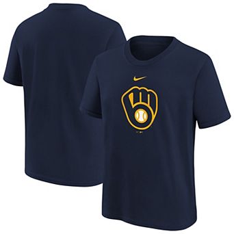 Youth Nike Navy Milwaukee Brewers Large Logo T-Shirt