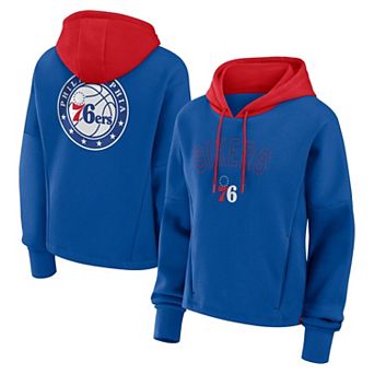 Women's Fanatics Deep Royal Philadelphia 76ers Post Up Boxy Pullover Hoodie