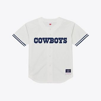 Men's Mitchell & Ness White Dallas Cowboys Monochrome Mesh Full-Button Fashion Jersey