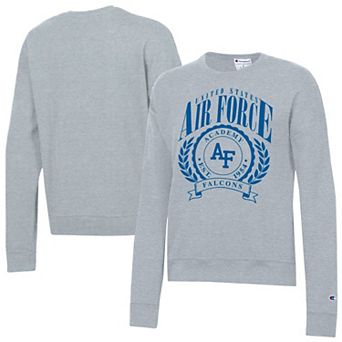 Women's Champion Heather Gray Air Force Falcons Academic Crest Powerblend Crewneck Sweatshirt