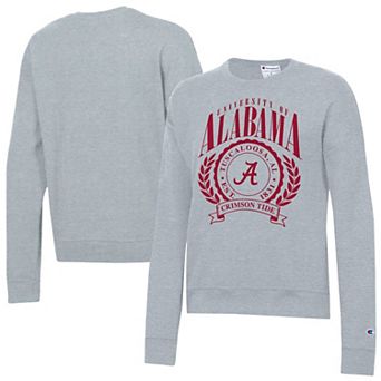 Women's Champion Heather Gray Alabama Crimson Tide Academic Crest Powerblend Crewneck Sweatshirt