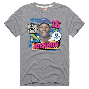 Men's Homage Bo Jackson Heather Gray Kansas City Royals Topps 75 Remix Graphic T-Shirt