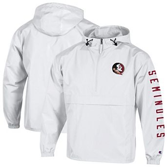 Men's Champion White Florida State Seminoles Cloud Packable Half-Zip Hooded Jacket