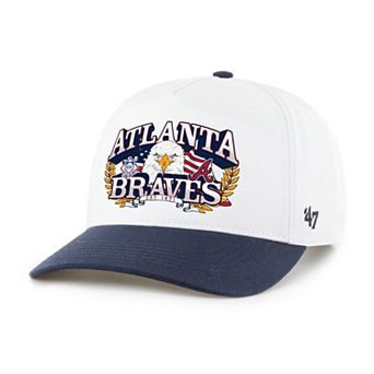 Men's '47 White/Navy Atlanta Braves Americana Eagle Hitch Adjustable Hat