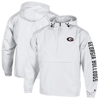 Men's Champion White Georgia Bulldogs Cloud Packable Half-Zip Hooded Jacket