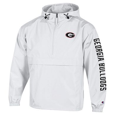 Men's Champion White Georgia Bulldogs Cloud Packable Half-Zip Hooded Jacket