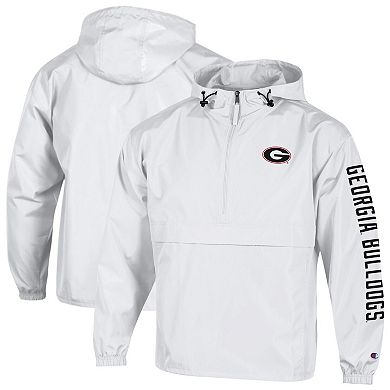 Men's Champion White Georgia Bulldogs Cloud Packable Half-Zip Hooded Jacket