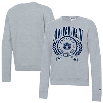 Women's Champion Heather Gray Auburn Tigers Academic Crest Powerblend Crewneck Sweatshirt