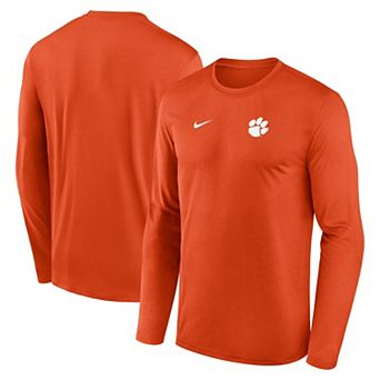 Men's Nike Orange Clemson Tigers 2026 Sideline Small Logo Legend Dri-FIT Long Sleeve T-Shirt