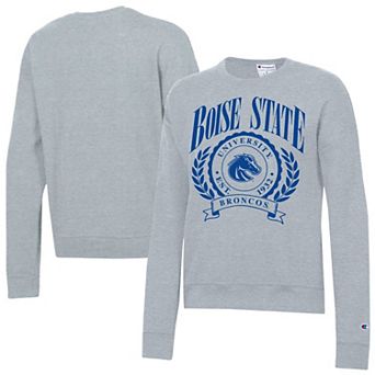 Women's Champion Heather Gray Boise State Broncos Academic Crest Powerblend Crewneck Sweatshirt