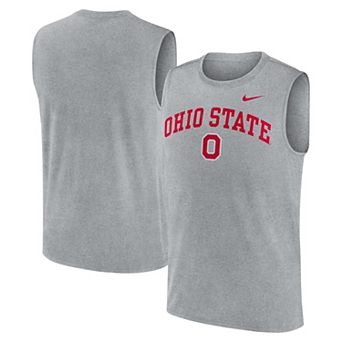 Men's Nike Heather Gray Ohio State Buckeyes Primetime Legend Arch Dri-FIT Muscle Tank Top