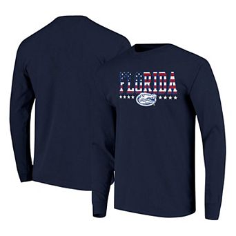 Men's Navy Florida Gators Tall Type Flag Long Sleeve T-Shirt