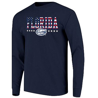 Men's Navy Florida Gators Tall Type Flag Long Sleeve T-Shirt
